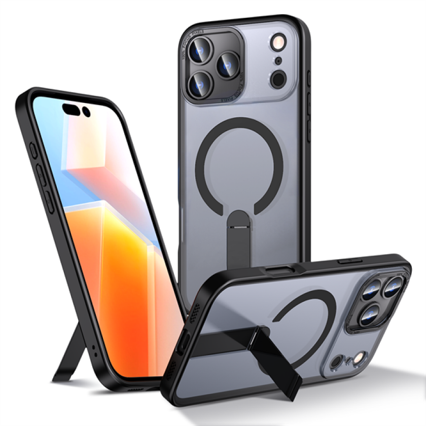 Hybrid Armor X-etui for iPhone 17 Pro med MagSafe-kompatibelt stativ - svart