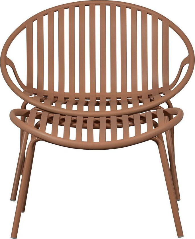 Bruce Lounge Chair + Hocker, Rosa