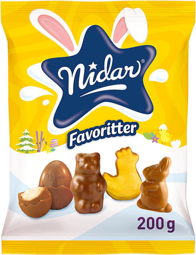 Påske Favoritter Påskemiks med Nidars bestselgende sjokolade og marsipan.