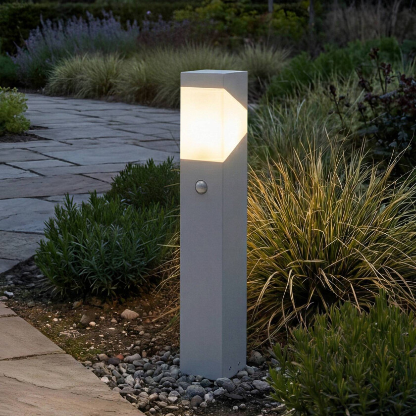 Lucande sokkellampe Kiran, 60 cm, sensor, lysegrå, IP44