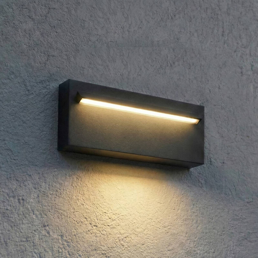 Lucande LED innfelt vegglampe Joril, 25 cm, svart, IP65