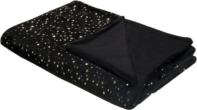 Pledd Svart Polyester 130 x 180 cm Sengeteppe Overkast Gull Stjerner Stue Soverom