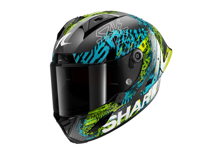 Helhjelm Shark Aeron-GP Fim Racing #2 Speed-Vib Blå/GrønnXXL