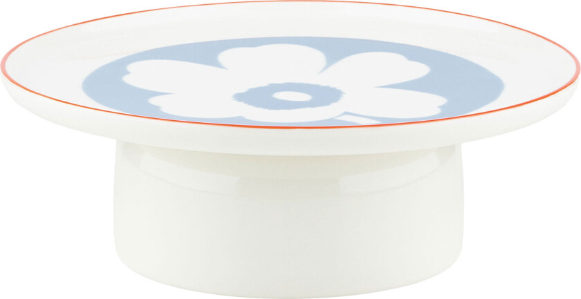 Unikko uppläggningsfat 24 cm, vit/ljusblå/orangeröd