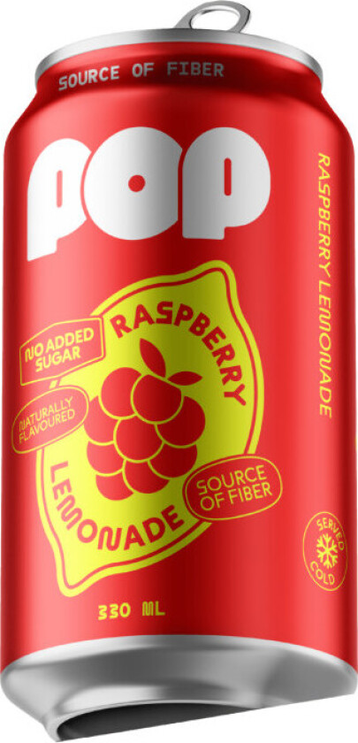 Raspb/Lemonade - uten sukker, kun naturlig aroma. Brus som er en kilde til fiber med deilig gøy smak av bringebær og lemonade!