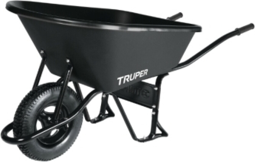 11777, Manual wheelbarrow, 1 hjul, Oppblåsbare hjul, Metall, Plast, Sort, 170 l