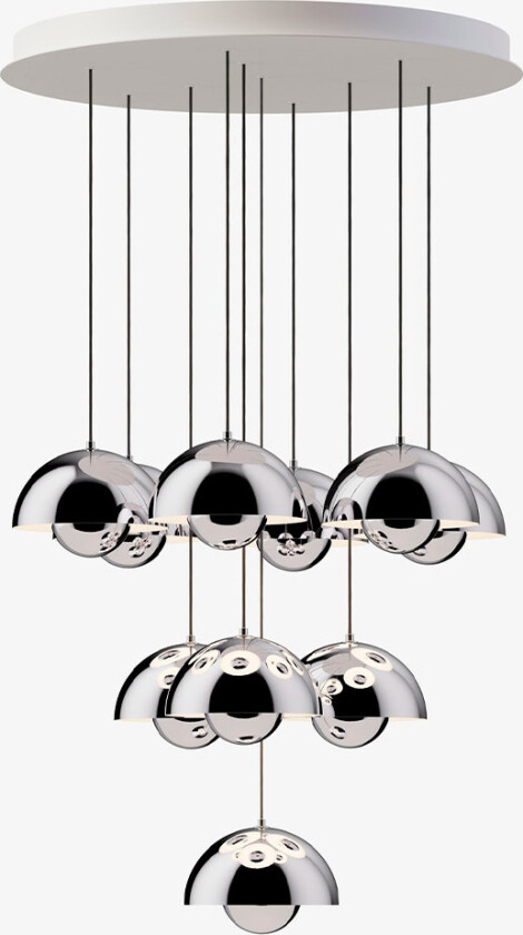 Flowerpot Chandelier VP1 10-lys Ø77 - krom