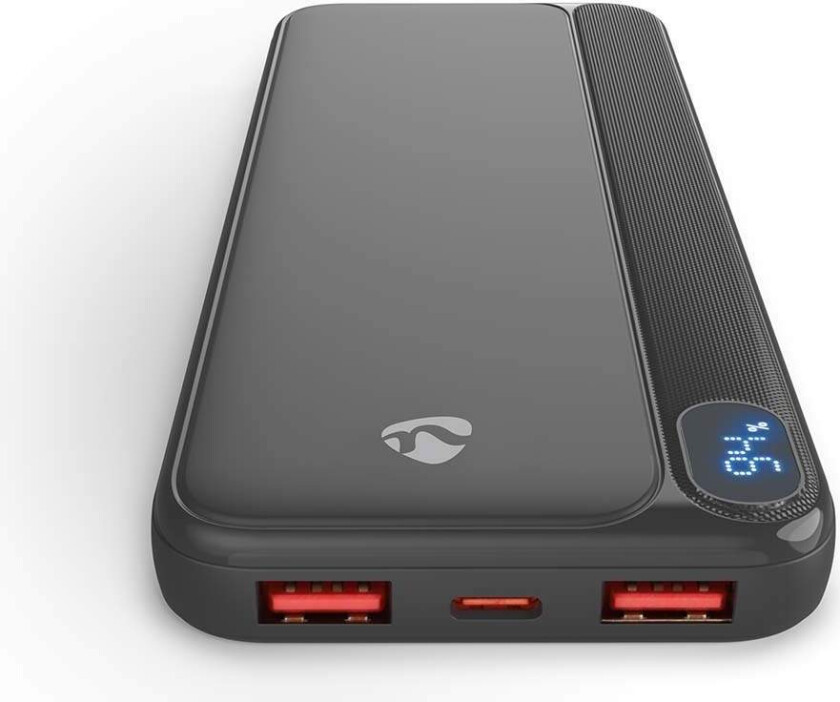 Powerbank 10000mAh, 3 utganger, USB-C og USB-A, hurtiglading