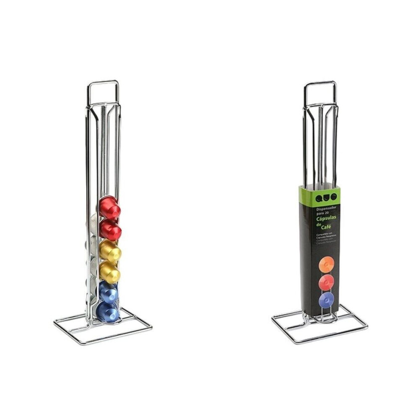 Stativ for 20 Kaffekapsler Versa Metall Stål 10 x 39 x 12,3 cm