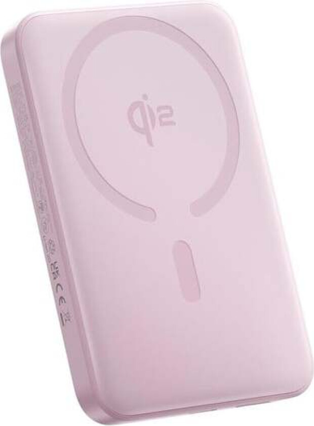 EnerFill FM12 Qi2 Power Bank 10000mAh 22.5W MagSafe Compatible with White Simple USB-C Cable 20V/3A 0.30m - Pink Nødlader - Rosa - 10000 mAh