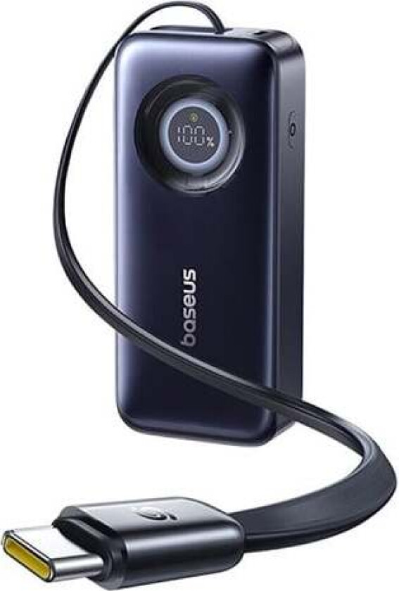 EnerCore CR11 20000mAh 67W Power Bank with Retractable USB-C Cable - Black Nødlader - 20000 mAh