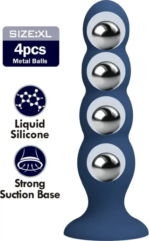 Metal & Silicone Anal Plug With 4 Metal Balls
