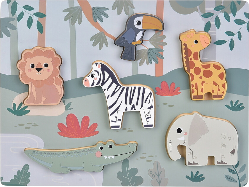 Puslespill - 6 Brikker - Jungle - - OneSize - Puslespill