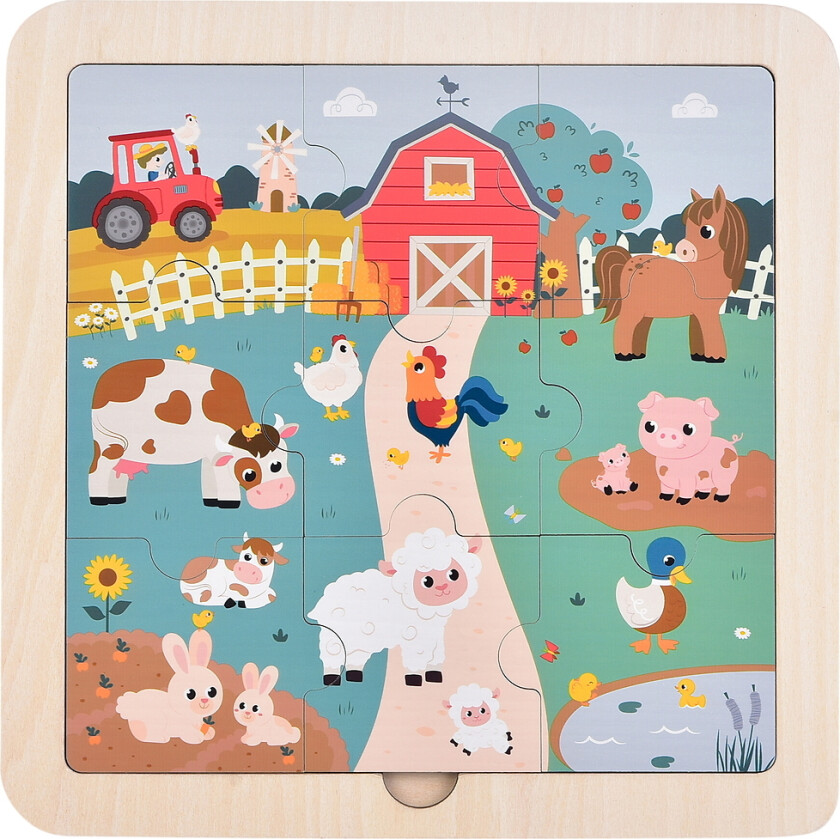 Puslespill - 9 Brikker - Bondegård - - OneSize - Puslespill