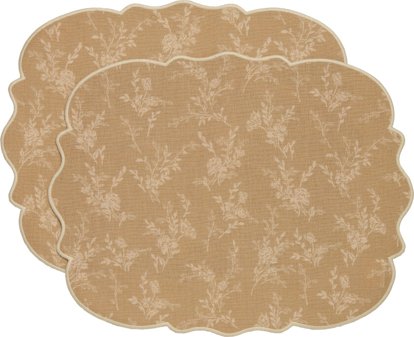 Gia Spisebrikke Blomst 35x45 Cm 2-pk - Bordbrikker & Glassunderlegg Bomull Beige - 7340149805795