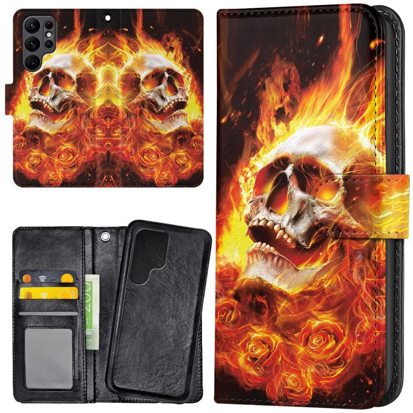 Samsung Galaxy S24 Ultra - Lommebok Deksel Burning Skull