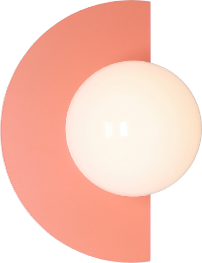 Vegglampe Loop Coral, opal glasskule, metall, rosé