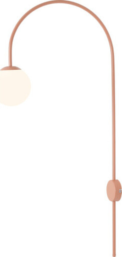 Una vegglampe, metall, glass, korallrød