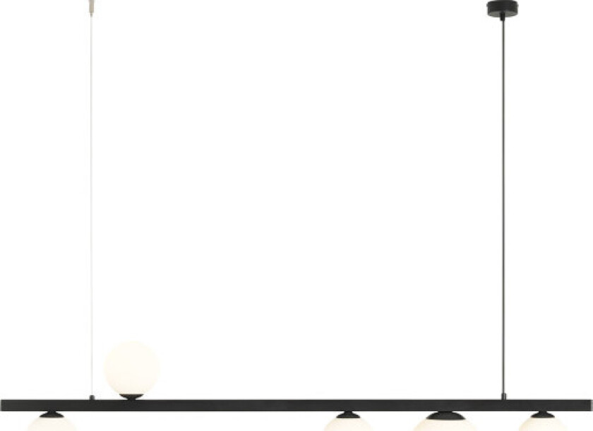 Garda 5 hengelampe i bjelkeform, metall, glass, svart, 5 lys.