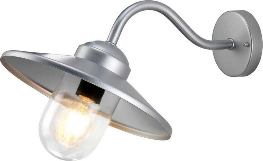 Utendørs vegglampe Klampenborg, sølv, lykt, rustfritt stål