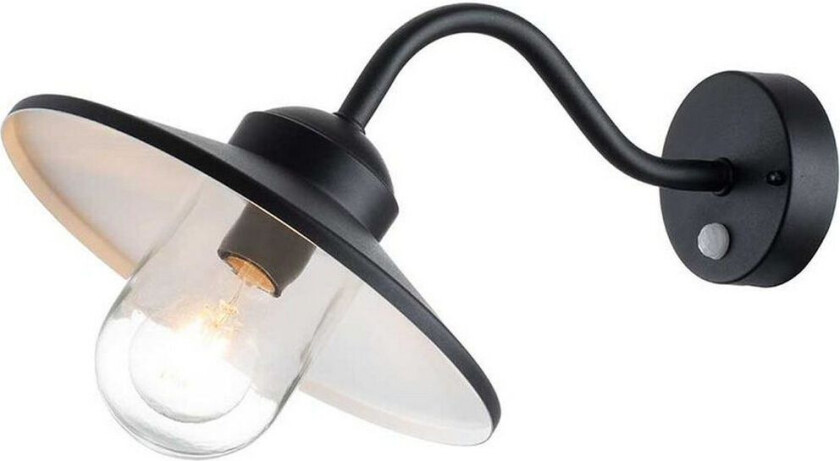 Klampenborg utendørs vegglampe, svart, bevegelsessensor