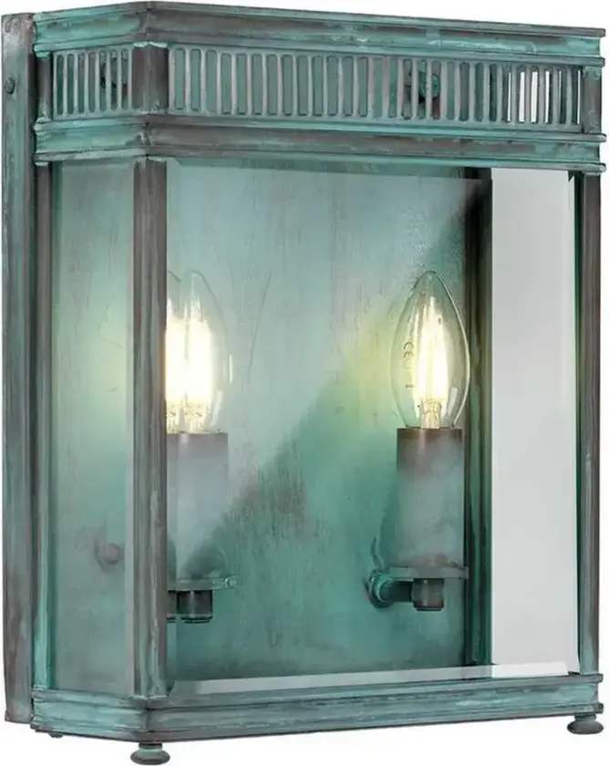 Utendørs vegglampe Holborn, irrgrønn, 2 lyskilder