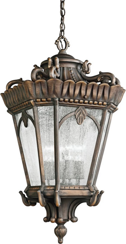 Tournai utendørs pendellampe, Ø 19 cm, bronse, aluminium, glass