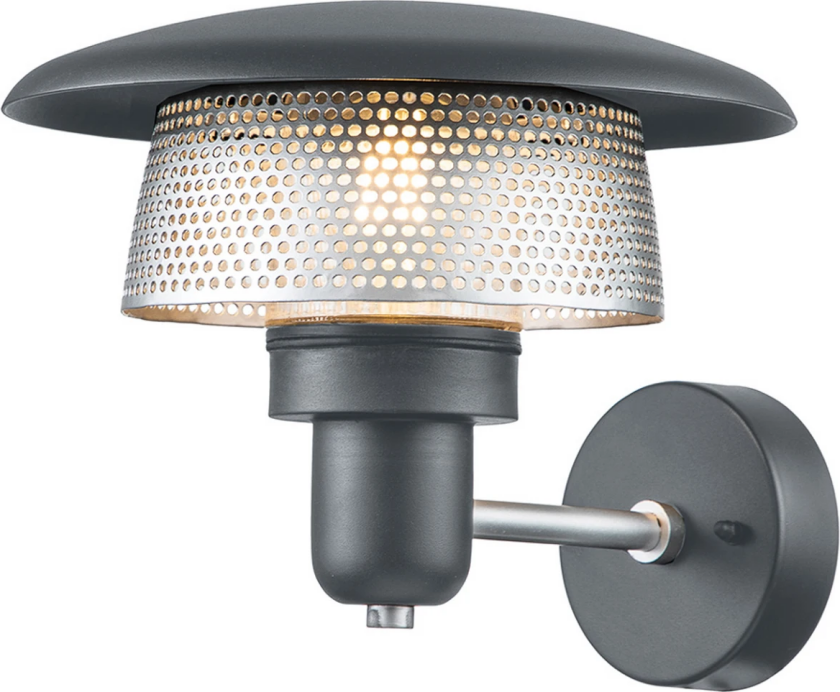 Utendørs vegglampe Saturne, grå/sølv