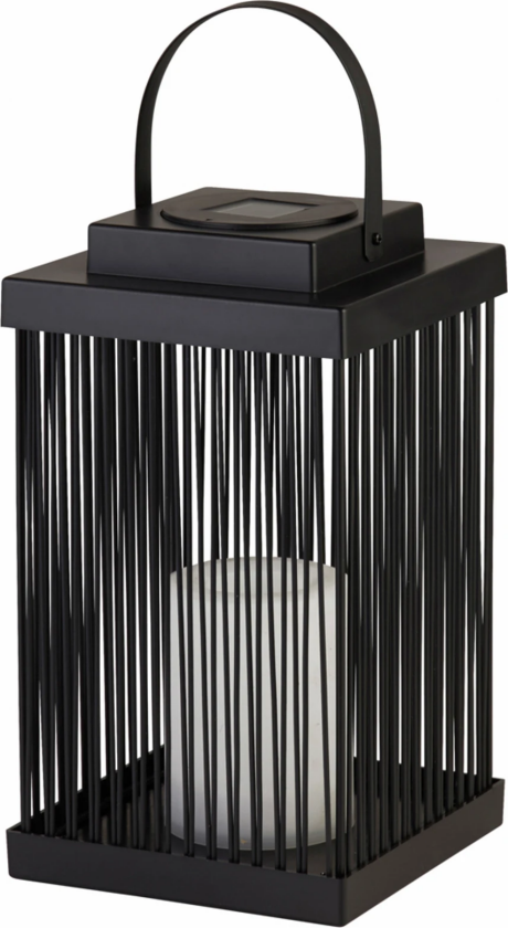 Solar-LED-terrasselampe Sophelia, 26 cm, svart, rotting