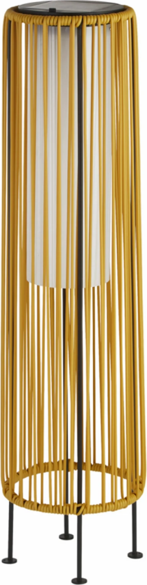 Solar-LED-gulvlampe Livay, ocker, rotting, 68 cm, IP44