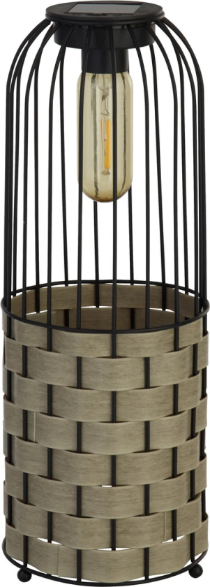 Solar-LED-terrasselampe Tahoa, 35 cm, grå, rotting, IP44