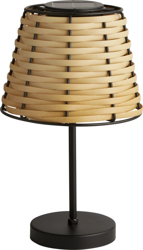 Solar-LED-bordlampe Dalisay, brun, rotting, 31 cm, IP44