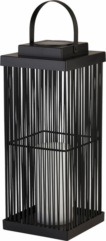 Solar-LED-terrasselampe Sophelia, 36 cm, svart, rotting