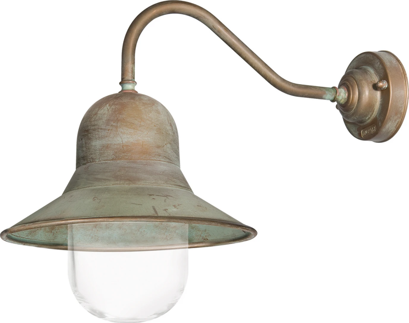 Utendørs vegglampe Campanula 2093 messing antikk dybde 49 cm IP44