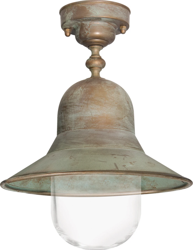 Utendørs taklampe Campanula 2095, antikk messing, Ø 29 cm IP44