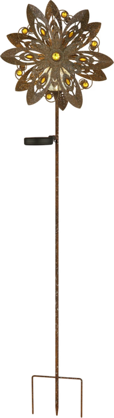 LED-solcellelampe 36578, jordspyd, rustbrun, metall, glass