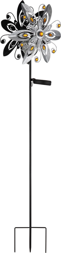 LED-solcellelampe 36578S, jordspyd, sølv/svart, metall