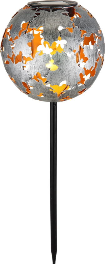 LED-lampe med jordspyd 36748S, globus, sølv, metall