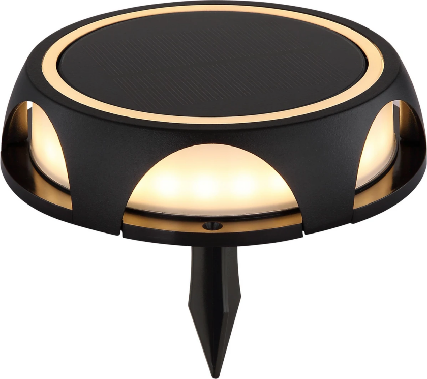 LED-solcellelampe 36506, jordspyd, vegglampe, svart, aluminium