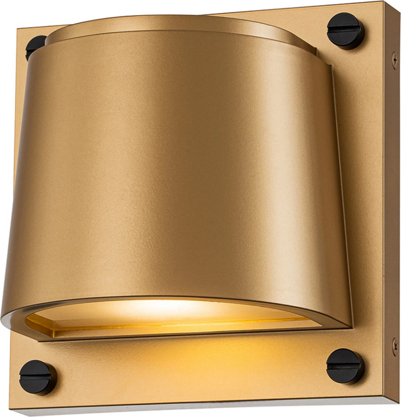 Scout utendørs vegglampe, messing, IP44, 16,5 cm x 16,5 cm