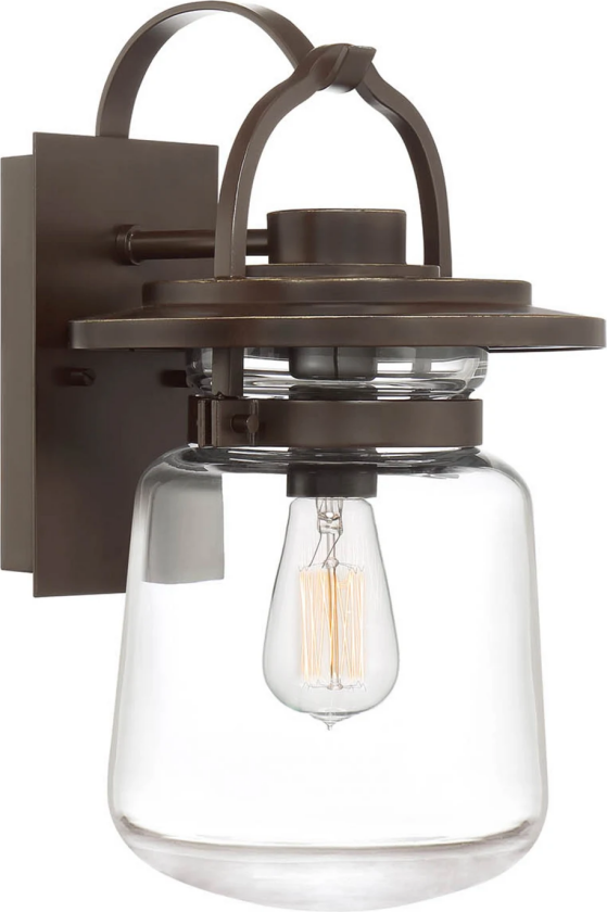 Utendørs vegglampe, Lasalle, svart/klar, 39,3 cm høy