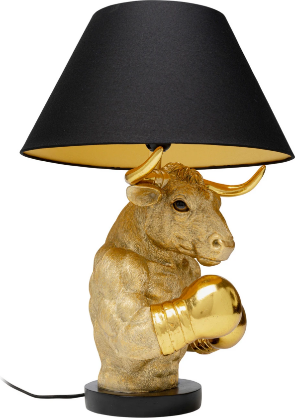 KARE bordlampe Boxer Bull, svart/gull, 53 cm, E27