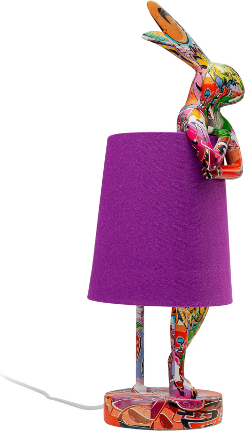 KARE bordlampe Animal Rabbit, lilla/graffiti, 50 cm, E14