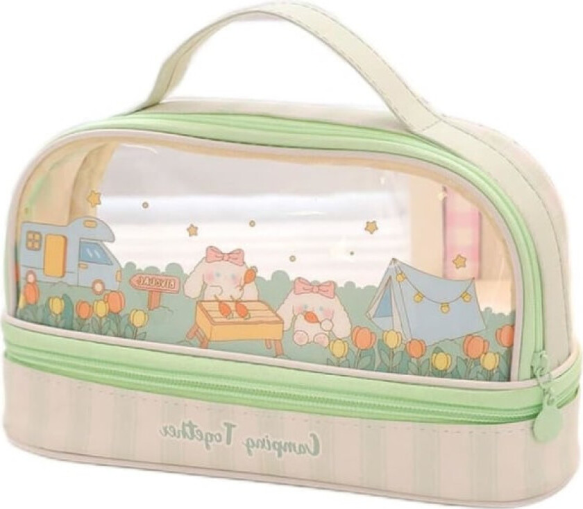 Søtt Etui Kawaii Etui Estetisk Stort Etui Kawaii Skoleutstyr Penal for Jenter (Grønn)