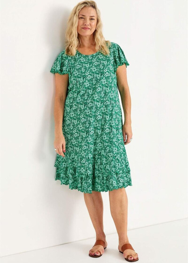 Jersey-kjole med volanger