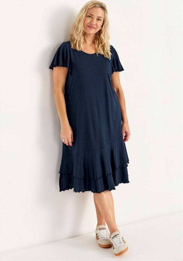 Jersey-kjole med volanger