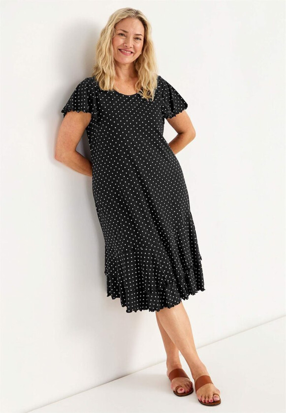 Jersey-kjole med volanger