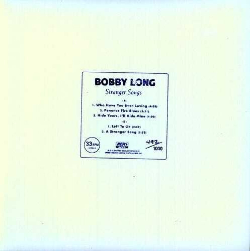 Bobby Long Stranger Songs (10") LP/Vinyl