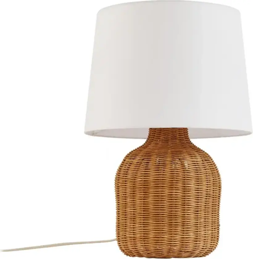 Lindby bordlampe Lirenda, høyde 52 cm, rotting, natur/hvit