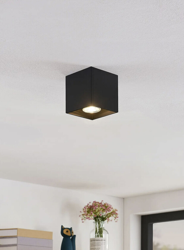 Parvin aluminum-downlight, kantet, svart